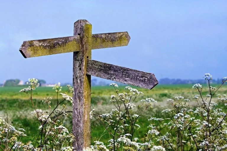 A signpost showing the walking route from Lower Campscott to Lee Bay - active holiday in North Devon